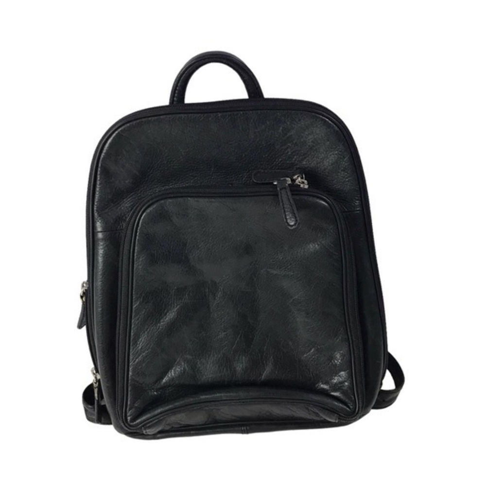 OSGOODE MARLEY BLACK LEATHER TRAVEL ORGANIZER STYLE BACKPACK